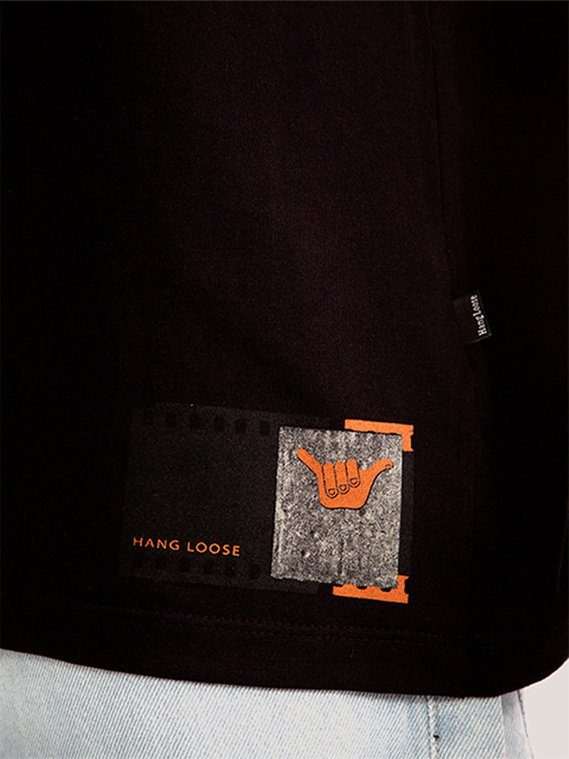 Camiseta Manga Curta Hang Loose Photo Preta
