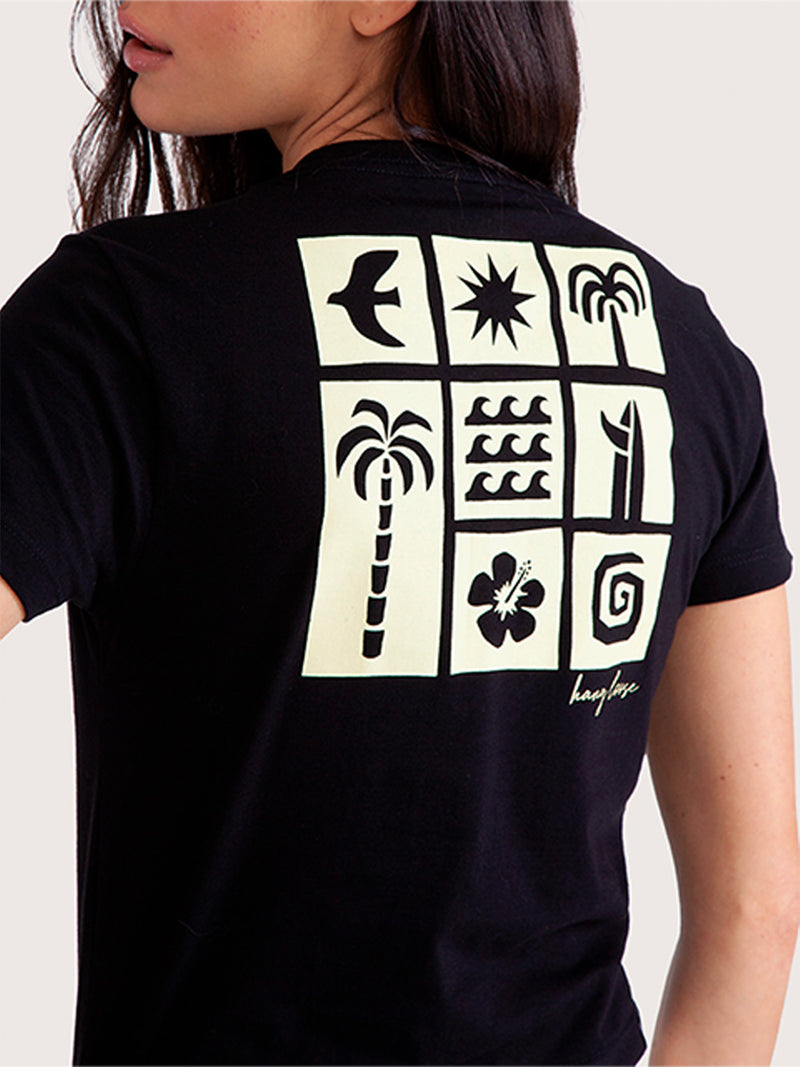 Camiseta Cropped  Hang Loose Preta Square