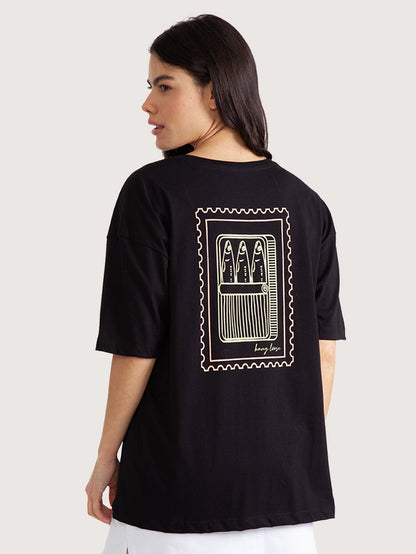 Camiseta Hang Loose Sardines Preta Feminina