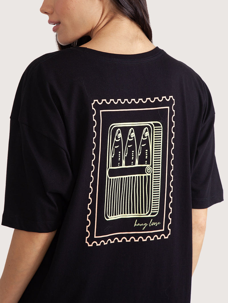 Camiseta Hang Loose Sardines Preta Feminina