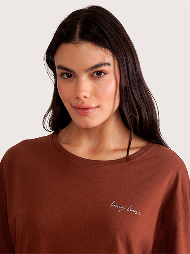 Camiseta Hang Loose Lobster Oversized Marrom