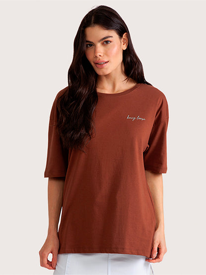 Camiseta Hang Loose Lobster Oversized Marrom