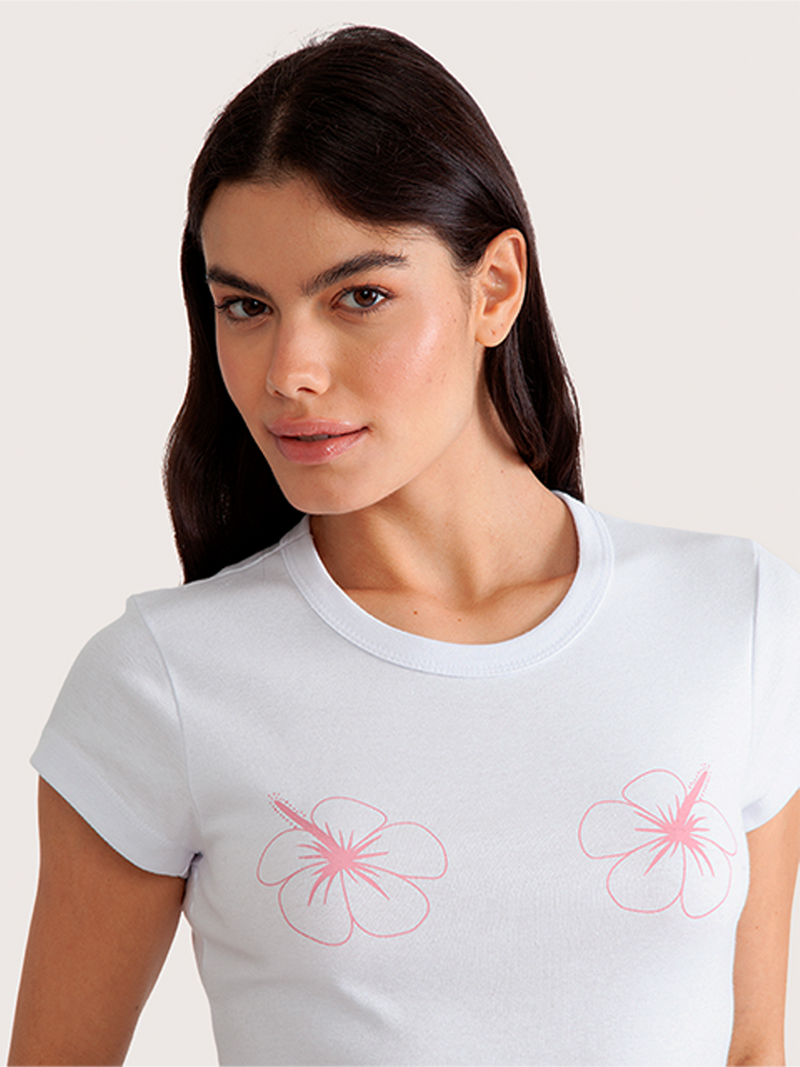 Camiseta Especial Feminina Hibiscus Branca