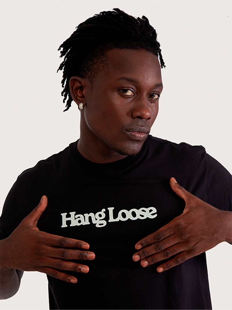 Camiseta Manga Curta Hang Loose Typo Preta