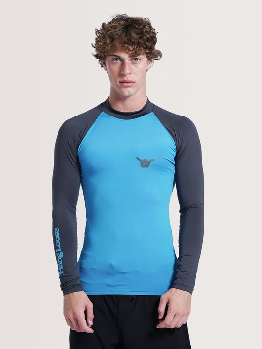 Camiseta Surf Manga Longa Azul Hang Loose Pro II