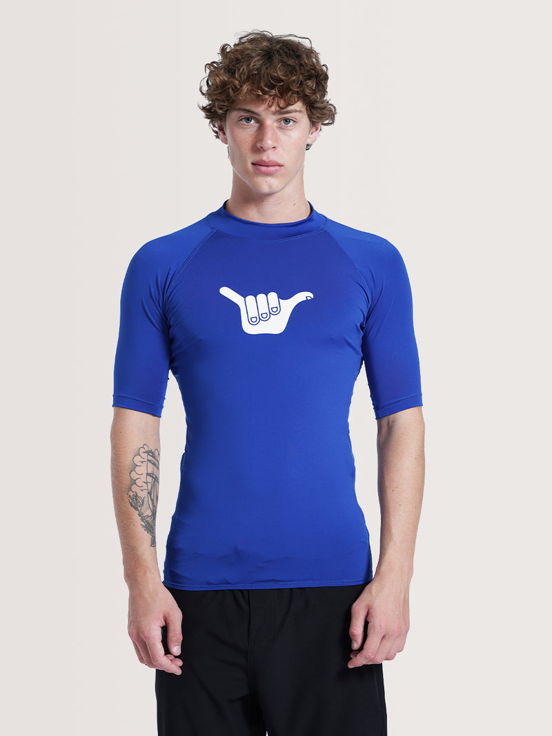 Camiseta Surf Manga Curta Azul Hang Loose Lanai