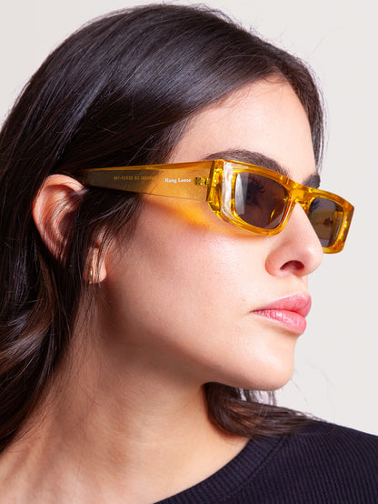 Óculos de Sol Retangular Amarelo Hang Loose Matrix