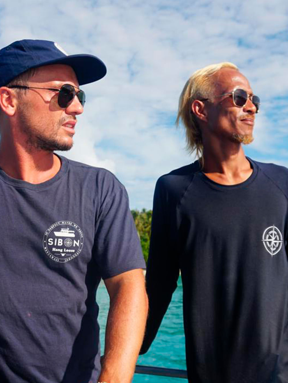 Camiseta Sibon Charters x Hang Loose Boat Crew Marinho