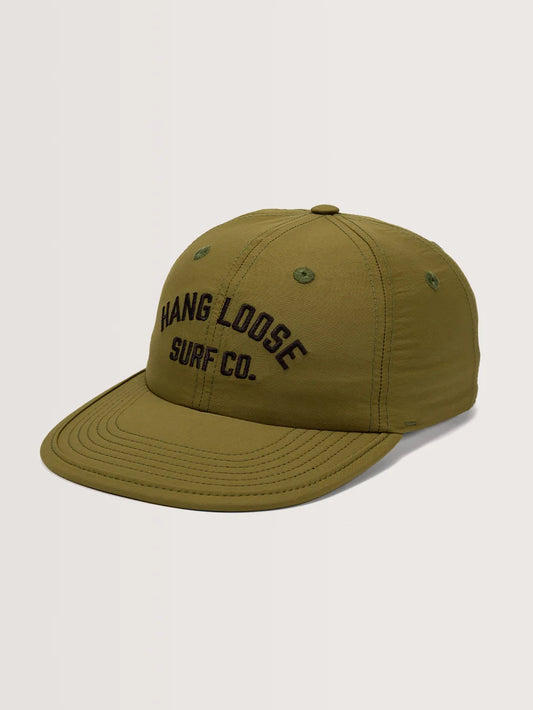 Boné verde oliva com escrita bordada "Hang Loose Surf Co."