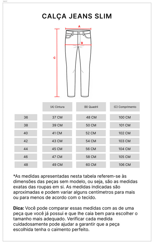 Tabela de medidas