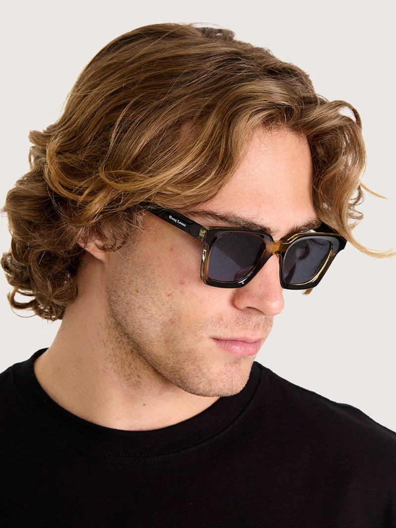 Óculos de Sol Quadrado Preto Âmbar Hang Loose Black Diamond